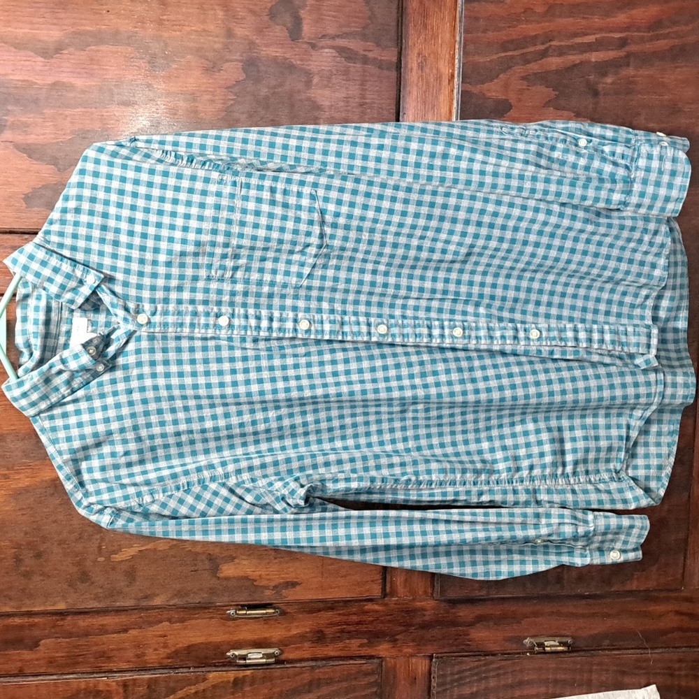 Teal/tan Checkered Men's Shirt Sonoma Size M
